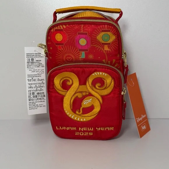 Disneyland Park Exclusive Lunar New year lug bag. Red and Gold Crossbody Bag - Picture 3 of 7